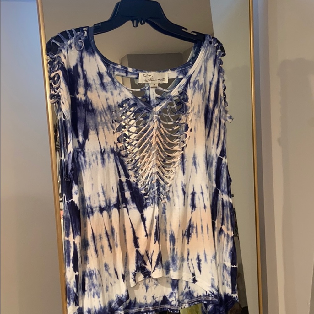 Tie dyed cutout muscle tee
